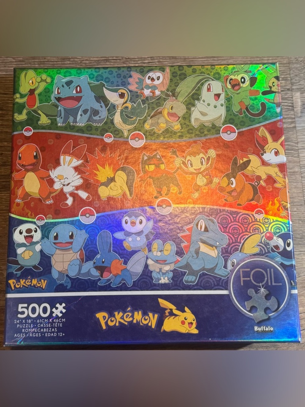 Pokemon Foil 500-Piece Puzzle with Rainbow Holographic Colors brand new sealed